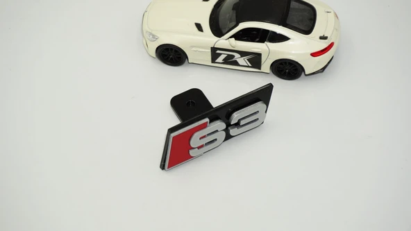 DK Tuning S3 Gri Kırmızı Ön Panjur Logo Arma Audi İle Uyumlu - 4