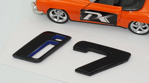 DK Tuning Yeni i7 Bagaj Siyah Mavi ABS Yazı Logo Bmw İle Uyumlu - Resim 4