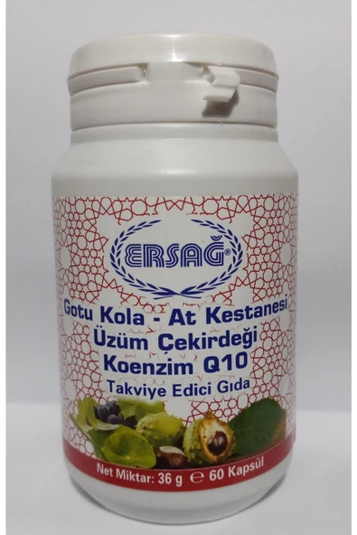 Ersağ Gotu Kola At Kestanesi Üzüm Çekirdeği Koenzim Q10 Gıda Takviyesi ürün görseli 1