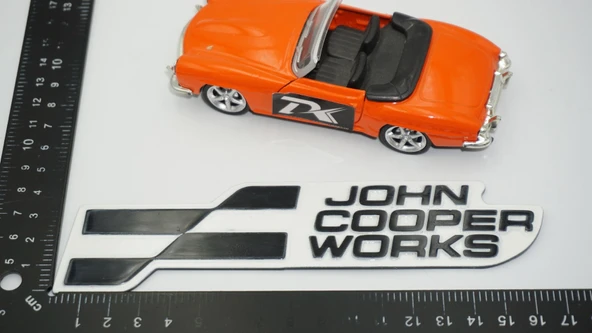 DK Tuning Mini John Cooper Works Bagaj Beyaz Siyah Yazı Logo Arma - Resim 2