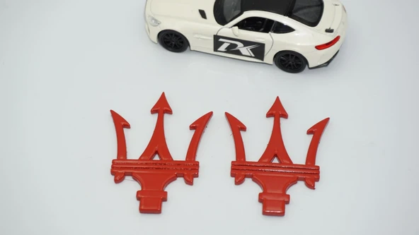 DK Tuning Maserati Yan Kanatlar Kırmızı 3M 3D Rozet Amblem Seti - 5