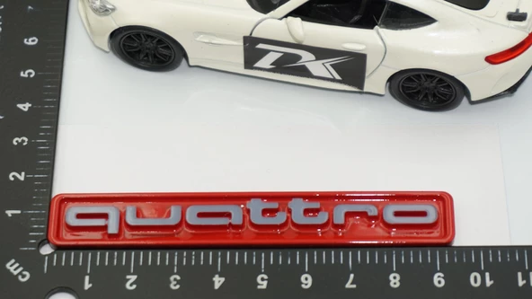 DK Tuning Quattro Gri Kırmızı ABS Bagaj Logo Amblem Audi İle Uyumlu - 2