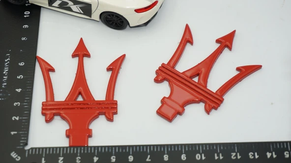 DK Tuning Maserati Yan Kanatlar Kırmızı 3M 3D Rozet Amblem Seti - 3