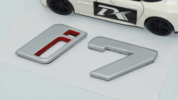 DK Tuning Yeni i7 Bagaj Gri Kırmızı ABS Yazı Logo Bmw İle Uyumlu - Resim 5