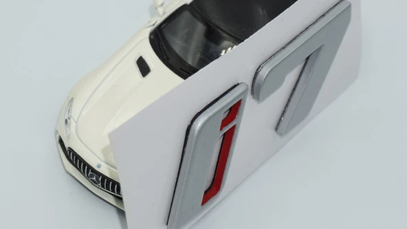 DK Tuning Yeni i7 Bagaj Gri Kırmızı ABS Yazı Logo Bmw İle Uyumlu - Resim 6