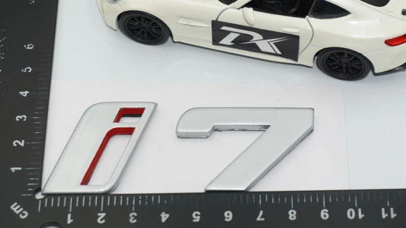 DK Tuning Yeni i7 Bagaj Gri Kırmızı ABS Yazı Logo Bmw İle Uyumlu - Resim 2