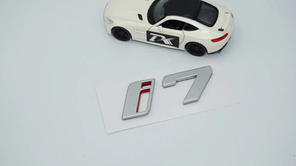 DK Tuning Yeni i7 Bagaj Gri Kırmızı ABS Yazı Logo Bmw İle Uyumlu - Resim 4