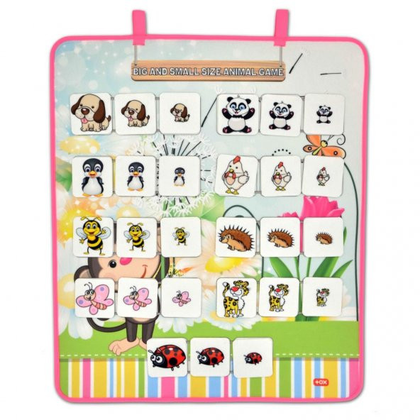 İngilizce Büyük - Küçük Hayvan Oyunu Keçe Cırtlı Duvar Panosu - Resim 4