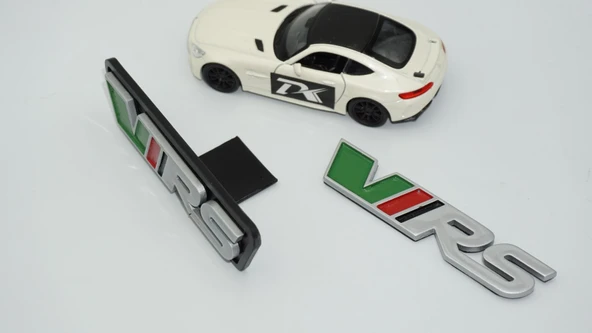 DK Tuning Skoda VRS Ön Panjur Bagaj Gri Yeşil Kırmızı Logo Arma Seti - Resim 4