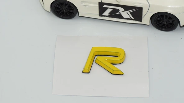 DK Tuning R Rozet Sarı 2.2cm Bagaj Yazı Logo Arma Volvo ile Uyumlu - 4