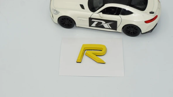 DK Tuning R Rozet Sarı 2.5cm Bagaj Yazı Logo Arma Volvo ile Uyumlu - 3