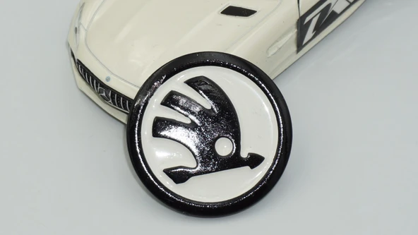 DK Tuning Skoda Direksiyon 43mm Siyah Beyaz Logo Amblem Arma - 5