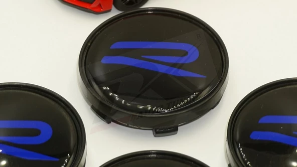 DK Tuning Volkswagen R Line Yeni Nesil Mavi Siyah  Jant Göbeği Kapak Seti 60mm - Resim 4