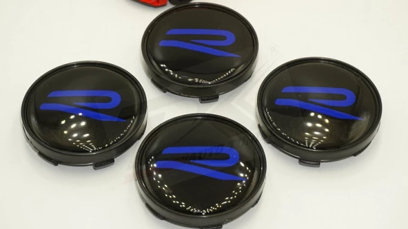 DK Tuning Volkswagen R Line Yeni Nesil Mavi Siyah  Jant Göbeği Kapak Seti 60mm - Resim 3