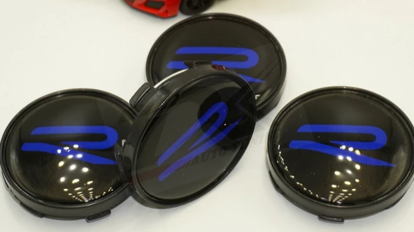 DK Tuning Volkswagen R Line Yeni Nesil Mavi Siyah  Jant Göbeği Kapak Seti 60mm - Resim 5