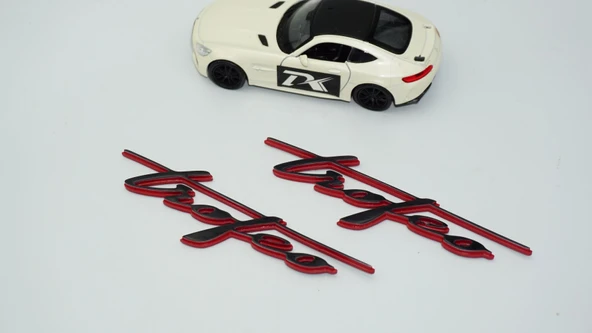 DK Tuning Maserati Trofeo Çamurluk Siyah Kırmızı Yazı Logo Amblem - Resim 4
