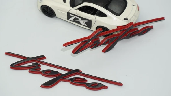 DK Tuning Maserati Trofeo Çamurluk Siyah Kırmızı Yazı Logo Amblem - Resim 5