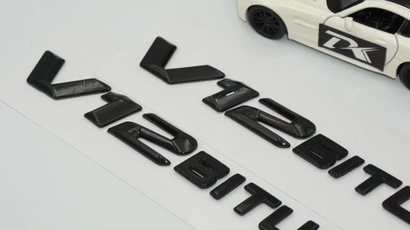 DK Tuning Benz V12 Biturbo Çamurluk Yanı Siyah Logo Amblem 2 Li Set - Resim 4