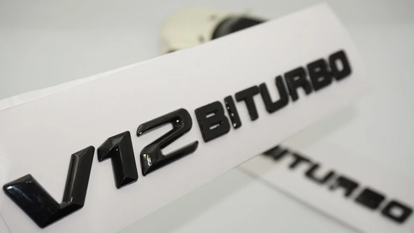 DK Tuning Benz V12 Biturbo Çamurluk Yanı Siyah Logo Amblem 2 Li Set - Resim 2