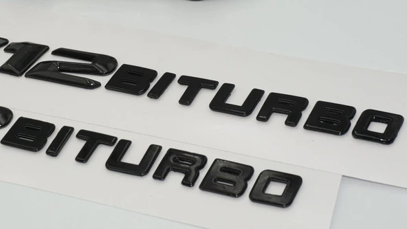 DK Tuning Benz V12 Biturbo Çamurluk Yanı Siyah Logo Amblem 2 Li Set - Resim 5