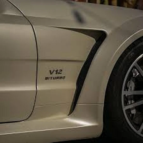 DK Tuning Benz V12 Biturbo Çamurluk Yanı Siyah Logo Amblem 2 Li Set - Resim 3