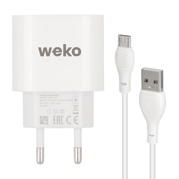 WEKO WK-21441 PDU QC 3.0 AMPER ŞARJ BAŞLIK ADAPTÖRÜ + MICRO USB KABLO (NO:1)