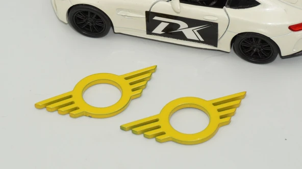 DK Tuning Mini Cooper Kapı Pimi Çerçeveleri Sarı ABS Logo Arma Seti - Resim 4
