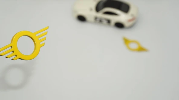 DK Tuning Mini Cooper Kapı Pimi Çerçeveleri Sarı ABS Logo Arma Seti ürün görseli 1