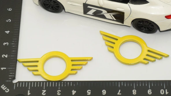 DK Tuning Mini Cooper Kapı Pimi Çerçeveleri Sarı ABS Logo Arma Seti - Resim 2