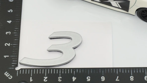 DK Tuning Porsche 3 Rakamı 911 GT3 RS Bagaj Gri Yazı Logo Arma - Resim 2