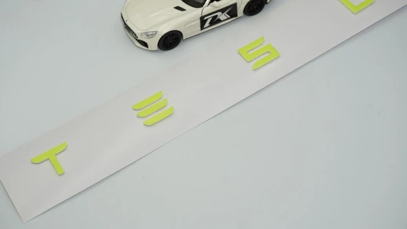 DK Tuning Tesla Model 3 Y S X Series Bagaj Fosfor Renk Uzun Yazı Logo - Resim 2