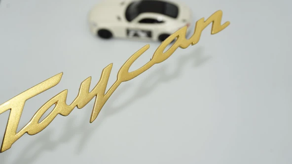 DK Tuning Taycan Bagaj Gold Yazı Logo Arma Porsche ile Uyumlu