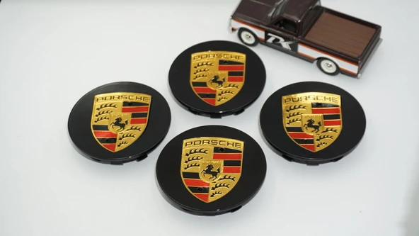 DK Tuning Porsche Siyah Jant Göbeği Kapak Seti 76mm - Resim 2