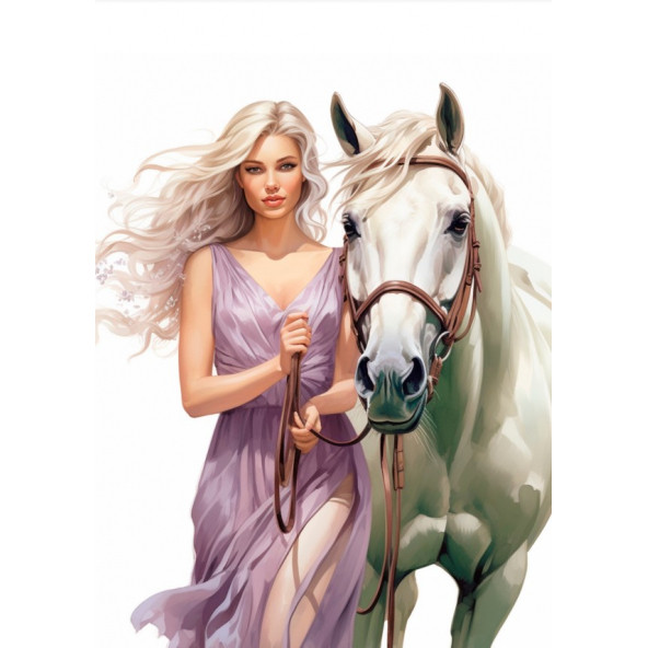 Sayılarla Boyama Tablo Seti (Güzel Kız ve Atı) - 7