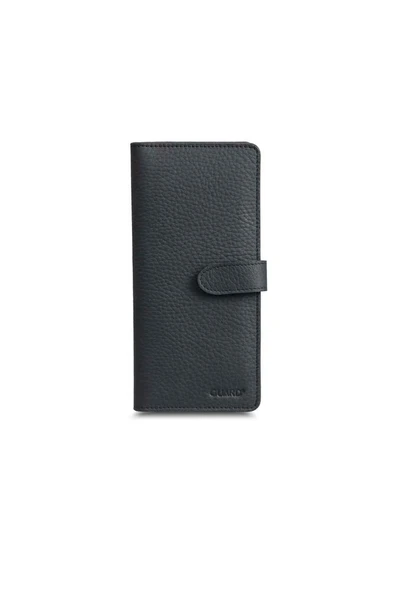 Guard Mat Siyah Kart ve Para Slotlu Hakiki Deri Unisex Telefon Kılıflı Cüzdan 3032 - 3