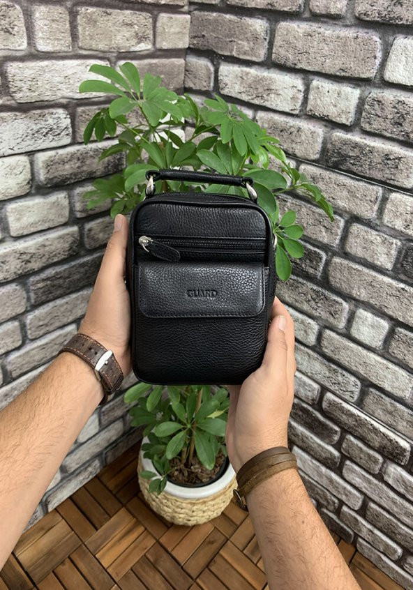 Guard Mini Siyah Hakiki Deri Erkek El Çantası P1691