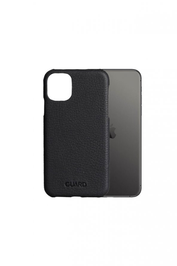 Guard Mat Siyah iPhone 11 Hakiki Deri Telefon Kılıfı P6017 - 2