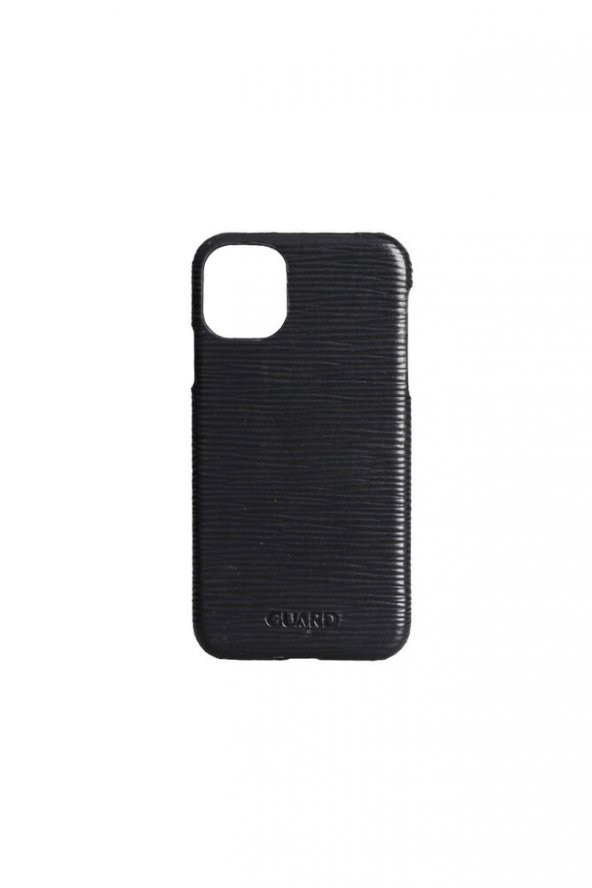 Guard Siyah Yol Deseni iPhone 11 Hakiki Deri Telefon Kılıfı P6017 - 3