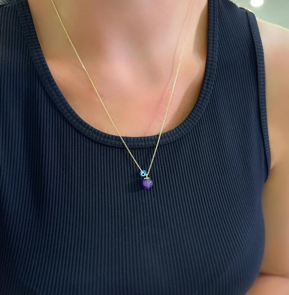 STELA AMETİST KOLYE DOĞAL TAŞ