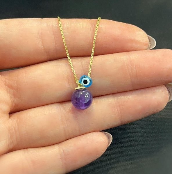 STELA AMETİST KOLYE DOĞAL TAŞ - 2