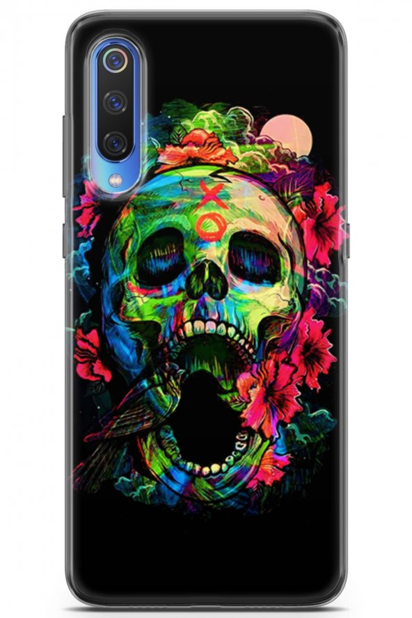 Xiaomi Mi 9 Uyumlu Kılıf Milano 28 Kafatası Dövme İz Bırakmayan Kılıf Karışık Çok Renkli - 1