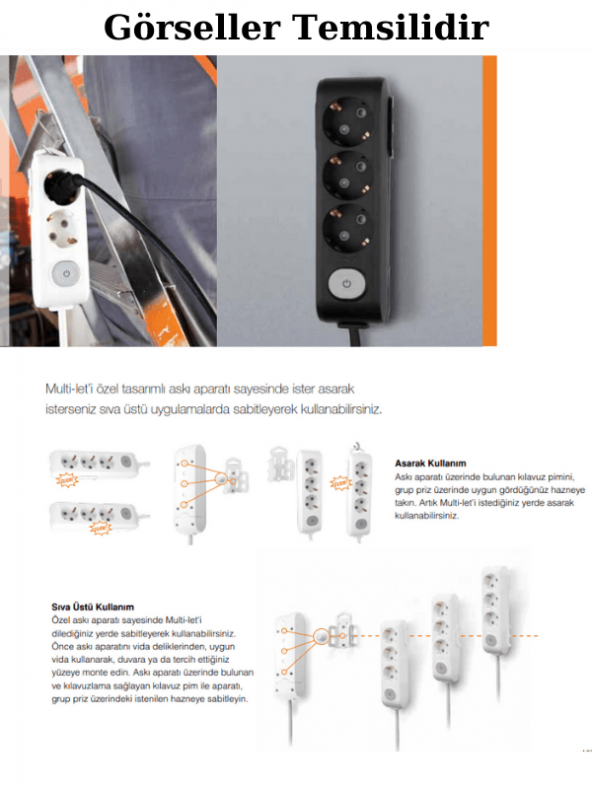 Viko Multi Let (2Li) İkili Priz Topraklı Çocuk Korumalı Kablolu 5 (Beş) Metre (4 Adet) - 3
