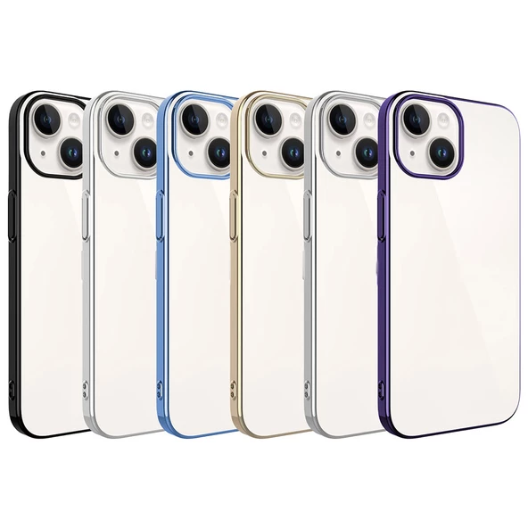 iPhone 15 Plus Kılıf Sert PC Renkli Çerçeveli Riksos Kapak - Resim 2