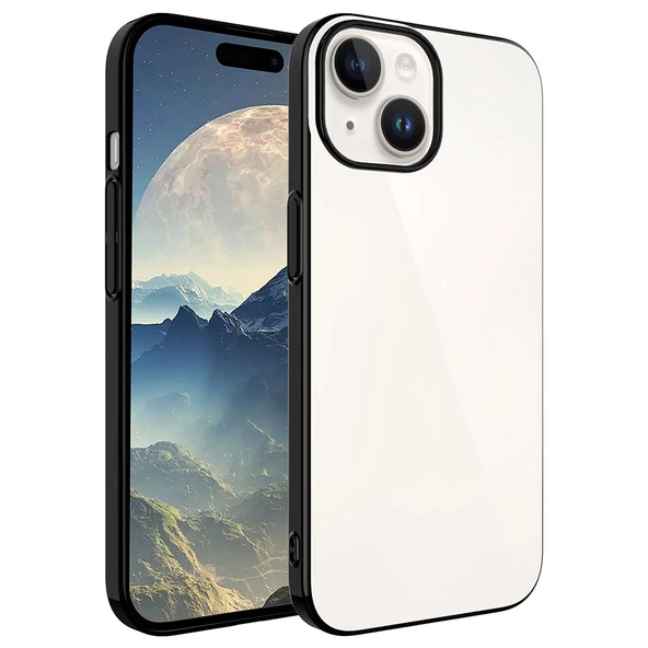 iPhone 15 Plus Kılıf Sert PC Renkli Çerçeveli Riksos Kapak - Resim 7