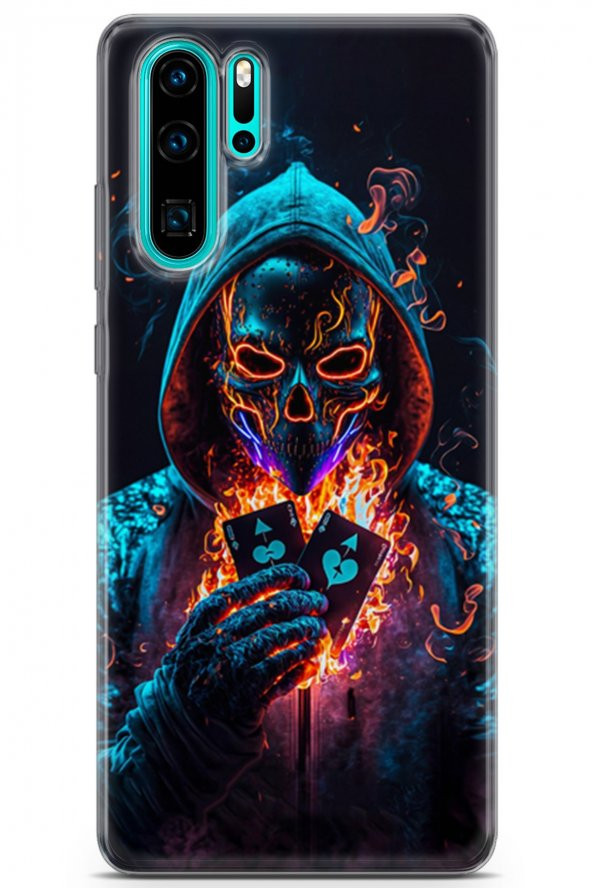 Huawei P30 Pro Uyumlu Kılıf Milano 30 Ateşli Maske Kenarları Şeffaf Kapak Mavi - 1