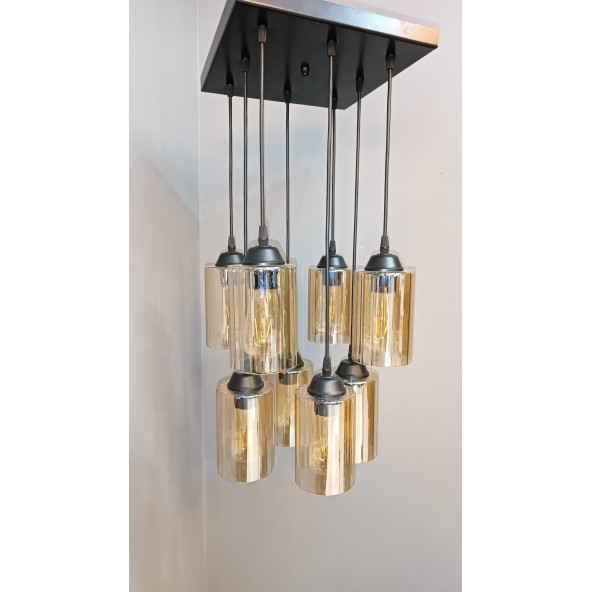 8'Lİ GOLD BORU CAMLI SARKIT AVİZE