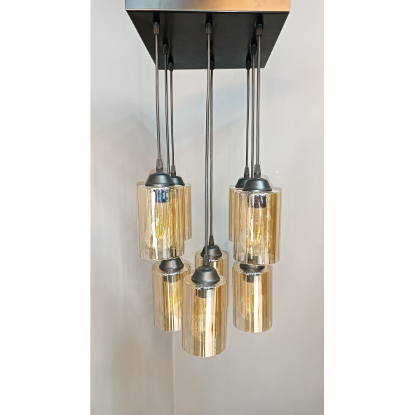 8'Lİ GOLD BORU CAMLI SARKIT AVİZE - 2