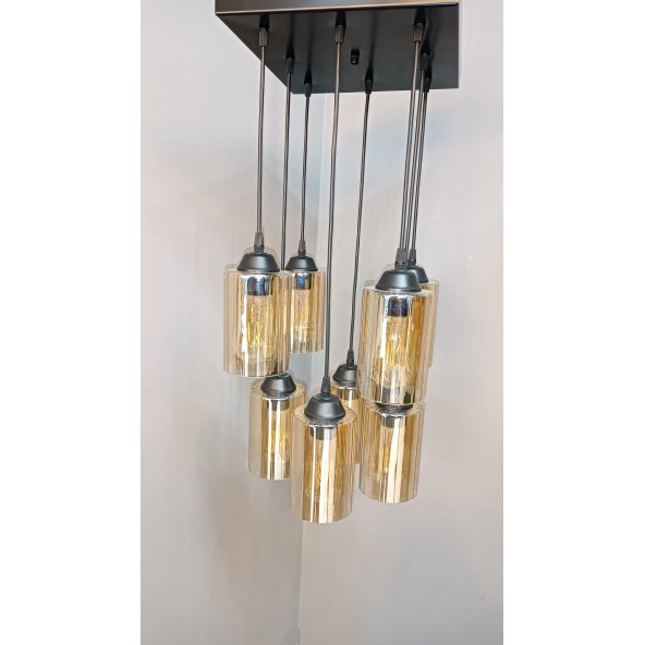 8'Lİ GOLD BORU CAMLI SARKIT AVİZE - 3