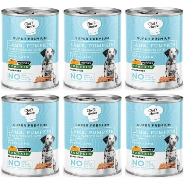 ChefsChoice Balkabaklı Kuzulu Yavru Köpek Konservesi 400Gr *6 Adet