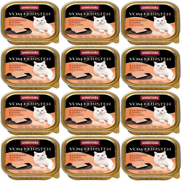 Animonda Vom Feinsten Hindi Etli ve Somon Balikli Kisirlastirilmis Kedi Mamasi 100 gr*12 Adet